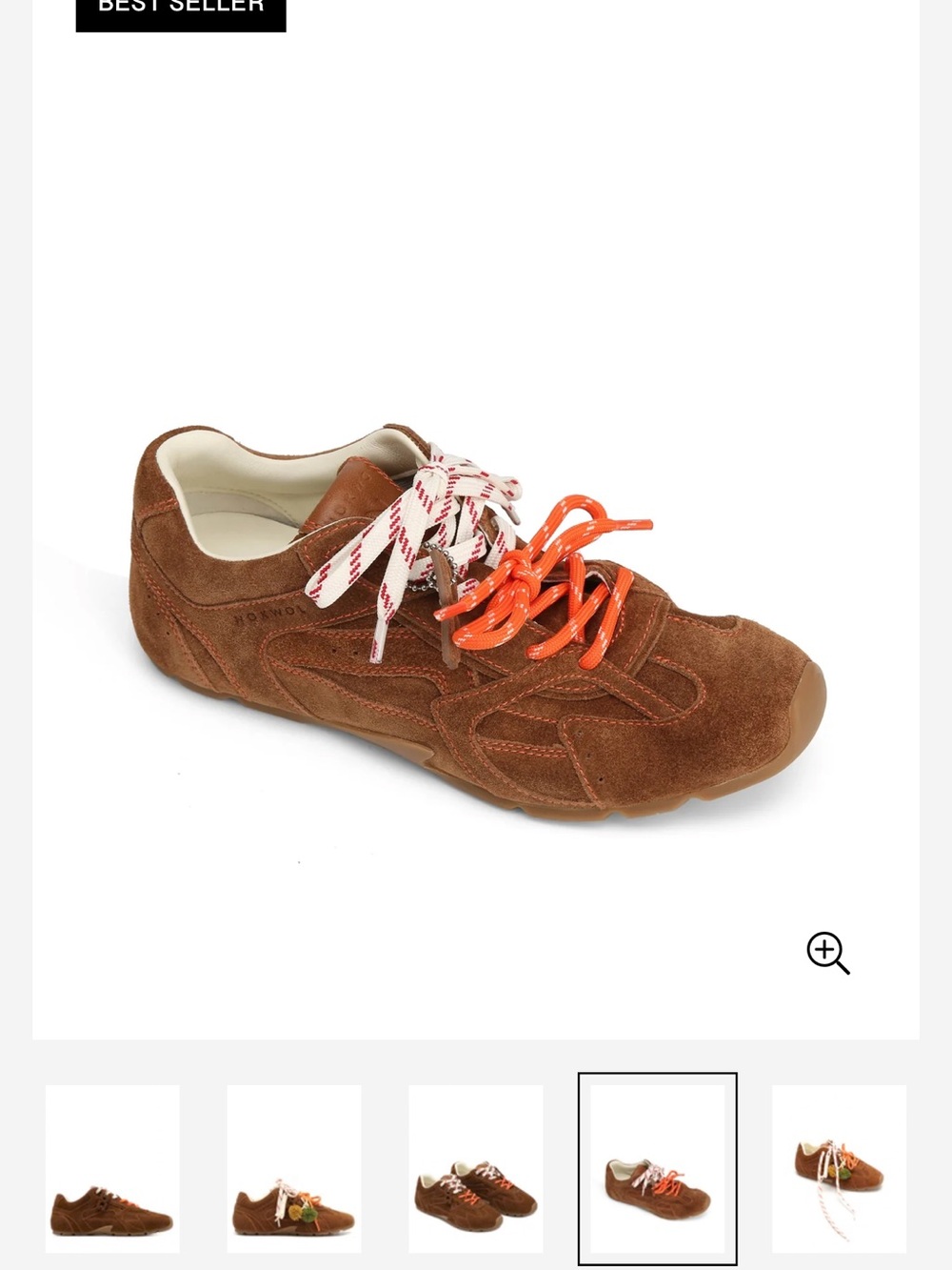 Brown Suede Women's Sneakers with Dual Lace Detail